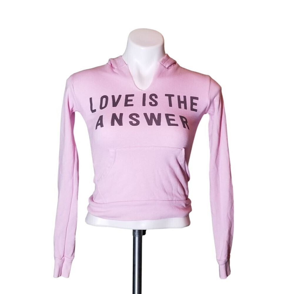 Spiritual Gangster Love is the Answer Cotton Pullover Hoodie Pink Small
